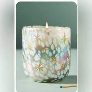 Festive Woody Winter Woods & Vanilla Gilded Glass Jar Candle by Anthropologie